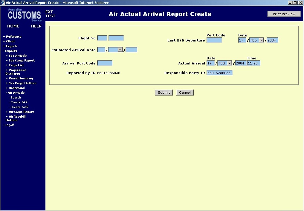 screen capture air actual arrival report create interactive screen