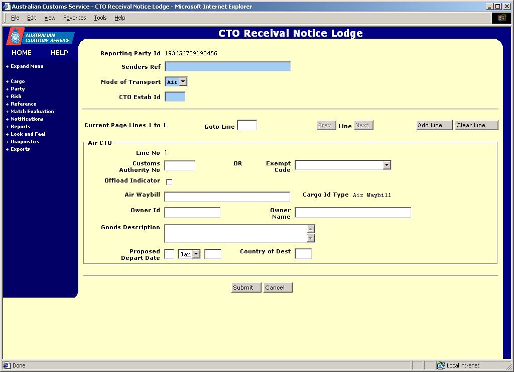 screen capture c t o receival notice lodge