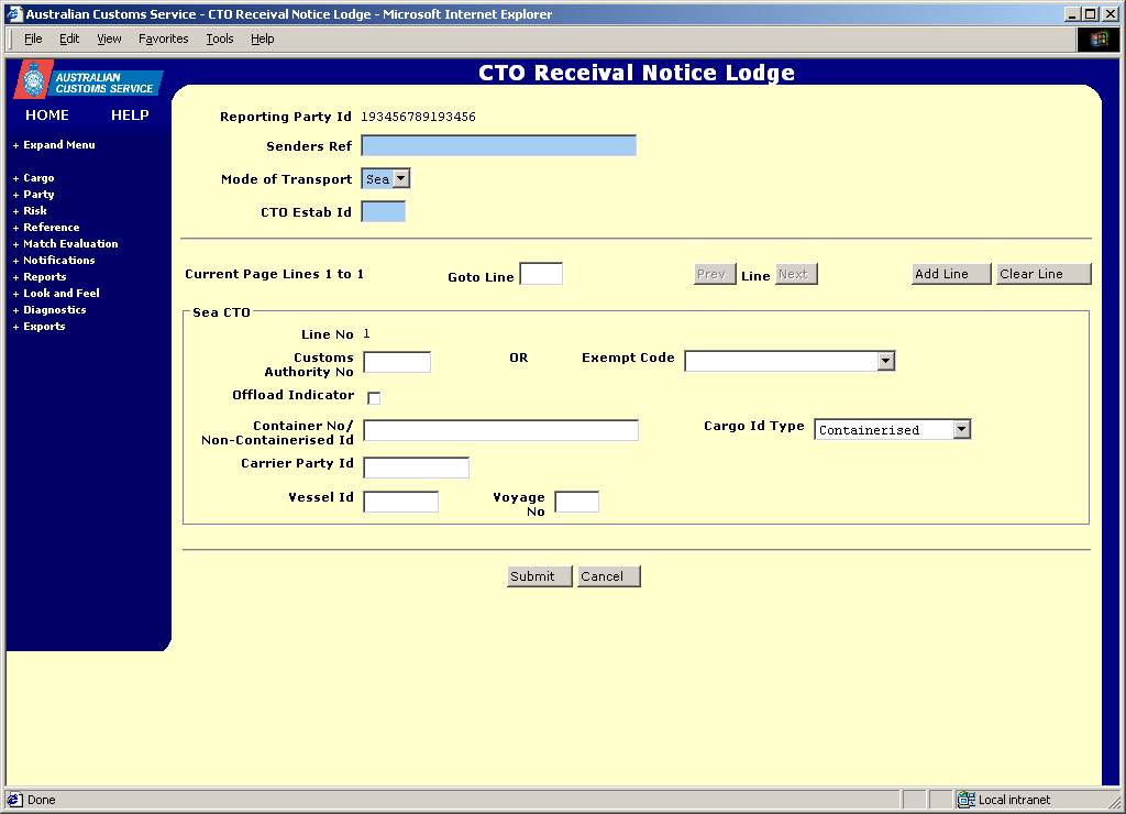 screen capture c t o receival notice lodge