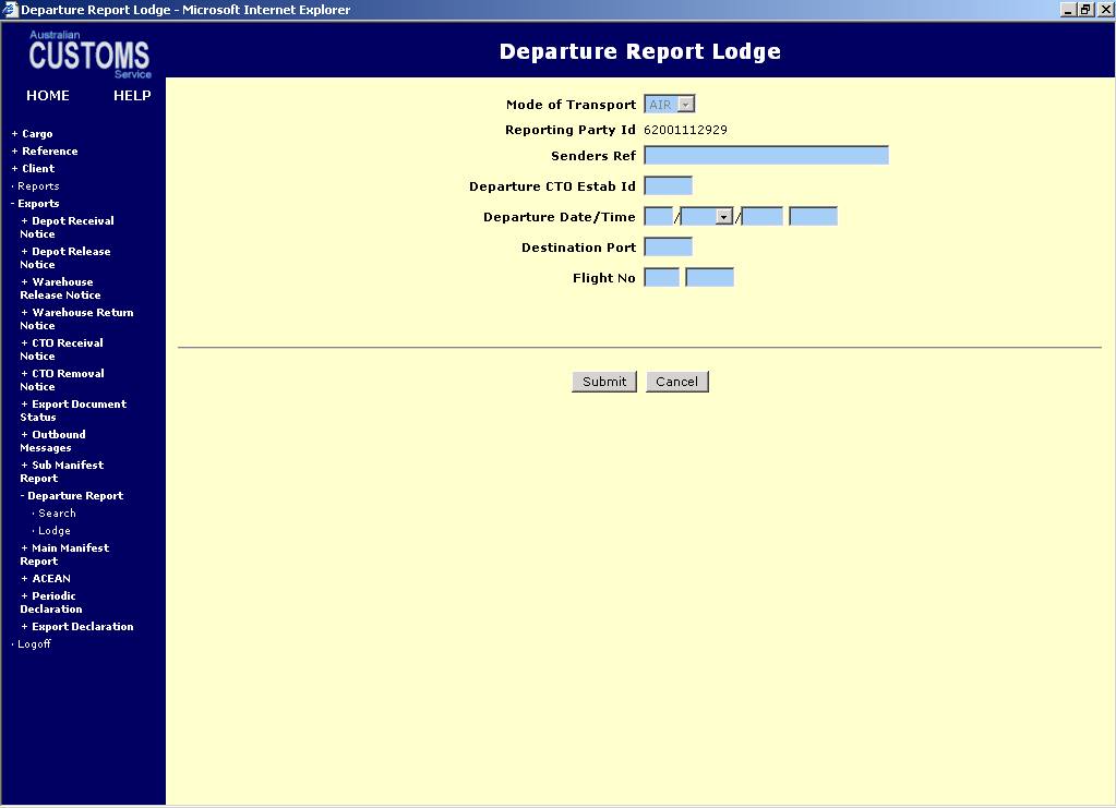 screen capture departure report lodge air